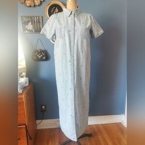 Light Blue Denim Button-Up Maxi Dress